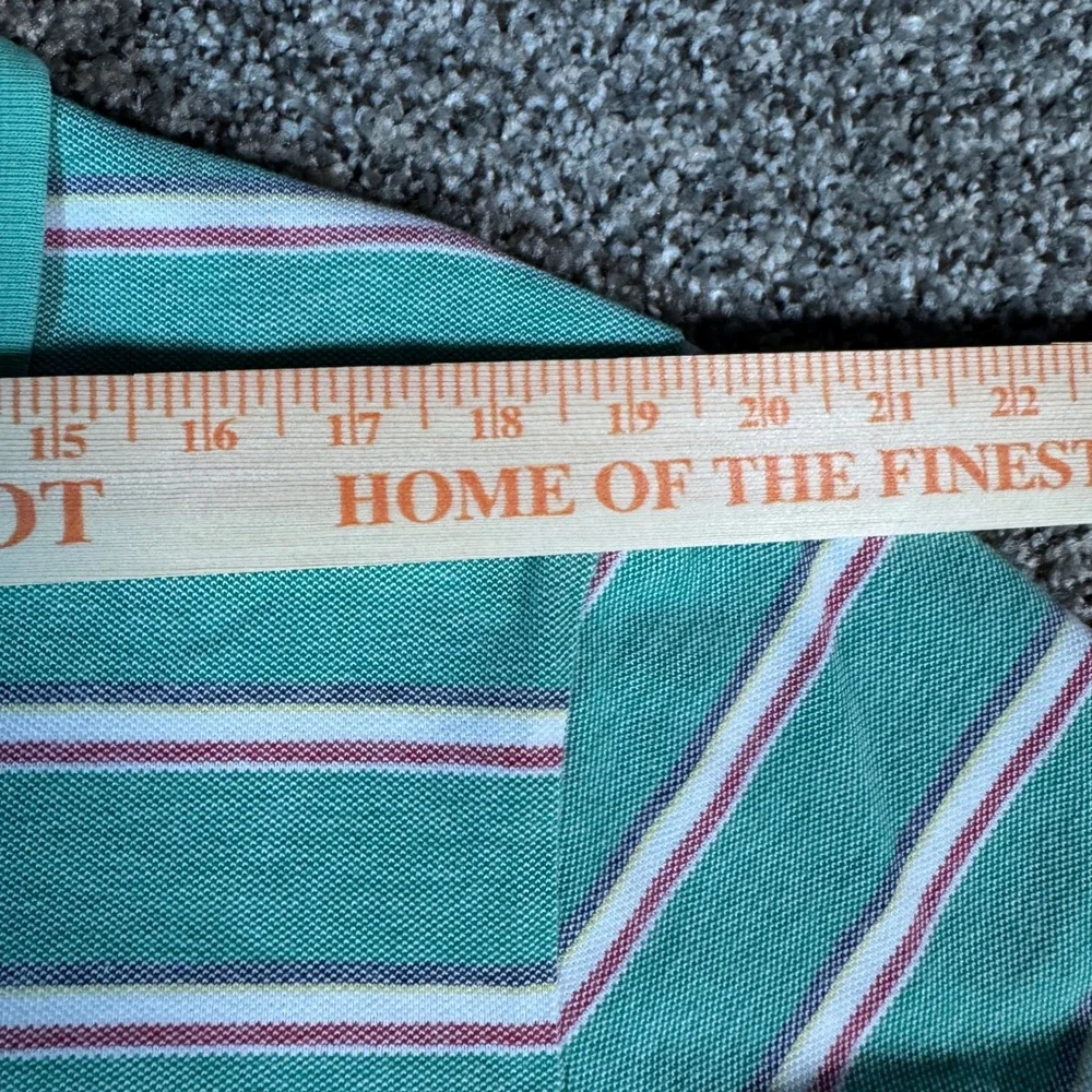 Polo Ralph Lauren Mens XL Custom Fit Striped Polo Shirt Green Pink Tennis Tail